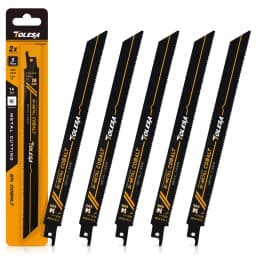 TOLESA Reciprocating Saw Blades 9 Inch Heavy Metal Cutting Reciprocating Saw Blade Bi-Metal Sabre Saw Blades for Rebar 5/10/25PC