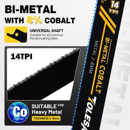 TOLESA Reciprocating Saw Blades 9 Inch Heavy Metal Cutting Reciprocating Saw Blade Bi-Metal Sabre Saw Blades for Rebar 5/10/25PC