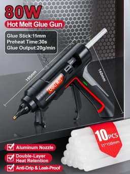 40W-300W Hot Melt Glue Gun with 10pcs Sticks 7mm or 11mm Home Repair Industrial Seal Crafting Multi-Wattage Fixed Power Tool