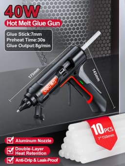 40W-300W Hot Melt Glue Gun with 10pcs Sticks 7mm or 11mm Home Repair Industrial Seal Crafting Multi-Wattage Fixed Power Tool