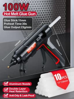 40W-300W Hot Melt Glue Gun with 10pcs Sticks 7mm or 11mm Home Repair Industrial Seal Crafting Multi-Wattage Fixed Power Tool