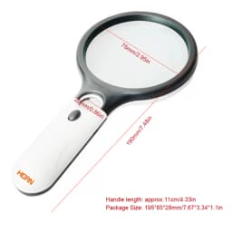 White Magnifying Glass Handheld 45X Magnifier With 3 LED Light For Reading Magnifying Glass Jewelry Loupe