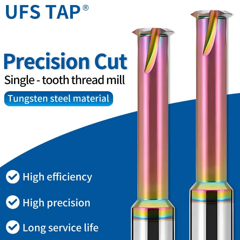 UFS Tap 1PCS CNC Machine Solid Carbide Single Tooth Thread Milling Cutter M1 M1.6 M2 M3 M4 M5 M6 M8 M10 M12 Mill Mills Cutters
