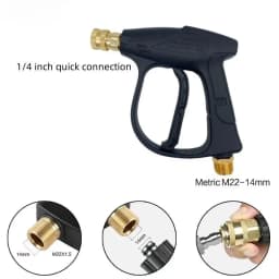 Short Handle High Pressure Washer Gun Single Water Gun Aluminum Alloy with 5 Nozzles & Karcher Adapter for Car Washing Garden