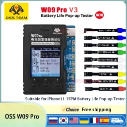 OSS W09 Pro V3 Battery Life Pop-up Tester for IPhone11-15PM Detection Modify Battery Efficiency 100% Cycle Health Data Tool