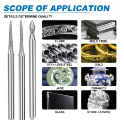 XCAN 30pcs Mini Diamond Burs 3mm Shank Drill Bits Grinding Burr for Dremel Rotary Tools Wood Stone Engraving
