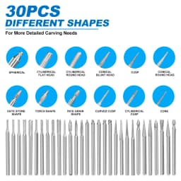 XCAN 30pcs Mini Diamond Burs 3mm Shank Drill Bits Grinding Burr for Dremel Rotary Tools Wood Stone Engraving