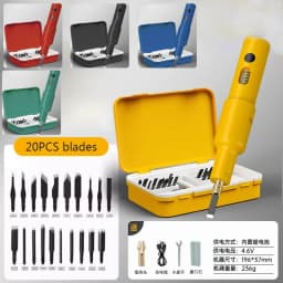 20PCS Blade Electric Engraving Machine Set Chisel Woodworking Small Handheld Lithium Battery Chisel Grinding Tool