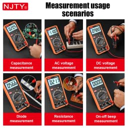 NJTY DT-9205+ Digital Multimeter Manual Range Electrical Tester Voltage Current Resistance Frequency HEF Live Wire Voltage Meter