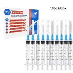 10pcs/Box 2/3ml Disposable Luer Lock Syringes with 23/25Ga Stainless Needle For Pet Farm Animal Measuring Liquid Refilling