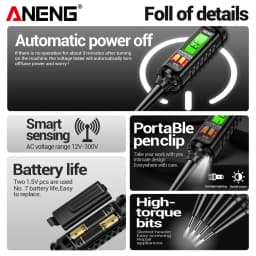 Digital Smart Voltage Sensing Tester Pen Screwdriver ANENG B16 12V-300V Voltage Detector Non-Contact Probing Electrician Repair