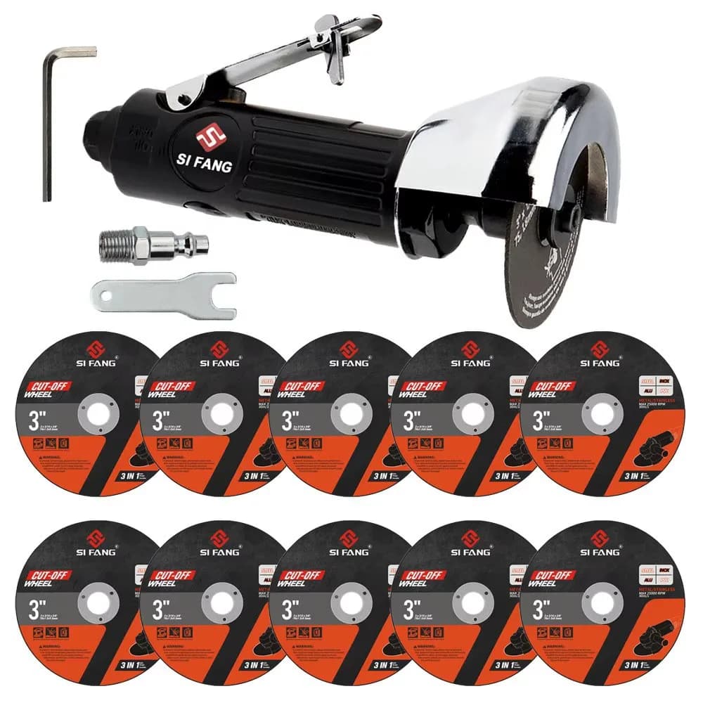 SI FANG Pneumatic 3 Inch Cutting Machine Angle Grinder Polishing Tool with 10pcs Cutting Discs for Metal And Steel