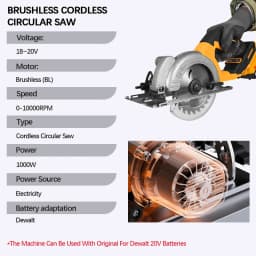 Electric Goddess 5in Brushless Electric Circular Saw For Dewalt 20V Battery Cordless 1000W Handheld Woodwork Saw Power Tool 