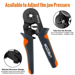 Hexagonal Self-Adjustable Ratchet Ferrule Crimping Tool Kit 23-7AWG 0.25-10mm² Crimper Kit with Ferrule Sleeves Wire Terminals