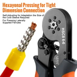 Hexagonal Self-Adjustable Ratchet Ferrule Crimping Tool Kit 23-7AWG 0.25-10mm² Crimper Kit with Ferrule Sleeves Wire Terminals