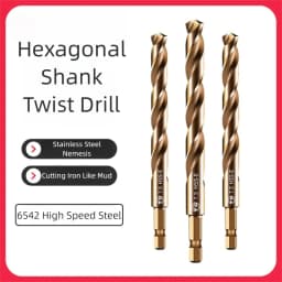 TG High Speed Steel 6542 Hexagonal Shank Twist Drill with Handle for Metalworking Stainless Steel Metal Drilling 1.5-13mm Tools