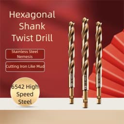 TG High Speed Steel 6542 Hexagonal Shank Twist Drill with Handle for Metalworking Stainless Steel Metal Drilling 1.5-13mm Tools