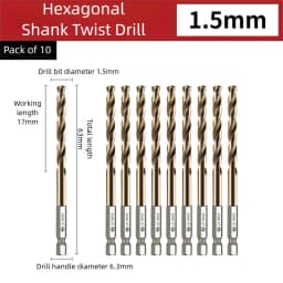 TG High Speed Steel 6542 Hexagonal Shank Twist Drill with Handle for Metalworking Stainless Steel Metal Drilling 1.5-13mm Tools