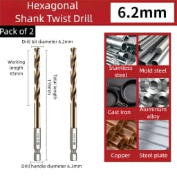 TG High Speed Steel 6542 Hexagonal Shank Twist Drill with Handle for Metalworking Stainless Steel Metal Drilling 1.5-13mm Tools