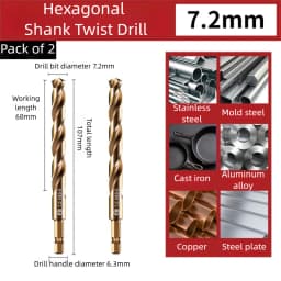 TG High Speed Steel 6542 Hexagonal Shank Twist Drill with Handle for Metalworking Stainless Steel Metal Drilling 1.5-13mm Tools