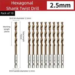 TG High Speed Steel 6542 Hexagonal Shank Twist Drill with Handle for Metalworking Stainless Steel Metal Drilling 1.5-13mm Tools