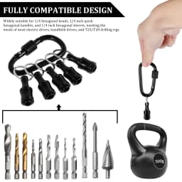 Bit Holder With Carabiner 1/4"Hex Shank Alloy Screwdriver Bits Holder Quick-change Extension Bar Keychain Drill Screw Adapter