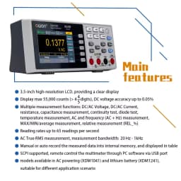 OWON XDM1041/XDM1241 Bench Digital Multimeter 4 1/2 Digits True RMS Current Voltmeter Temperature 3.5" LCD