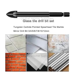 10Pcs 3/4/5/6/7/8/10/12mm Cross Hex Drill Bit Set for Tile Porcelain Glass Mirror Multifunction Tile Porcelain Carbide Drills