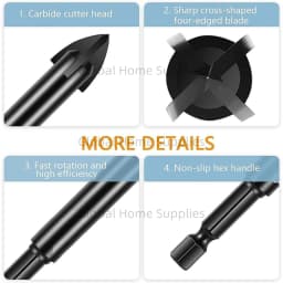10Pcs 3/4/5/6/7/8/10/12mm Cross Hex Drill Bit Set for Tile Porcelain Glass Mirror Multifunction Tile Porcelain Carbide Drills