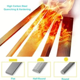 File Set, 8-inch, Professional High Carbon Steel File, Includes Flat/Round/Half-Round, Work for Metal, Wood