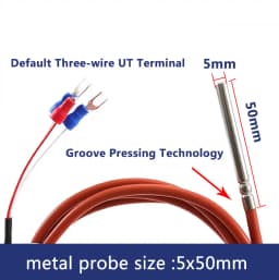Waterproof Temperature Sensor PT100 PT1000 RTD Probe Platinum Resistance Detector 3 Wire High Precision Silicone Cable