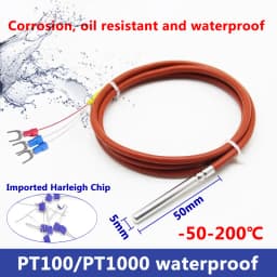 Waterproof Temperature Sensor PT100 PT1000 RTD Probe Platinum Resistance Detector 3 Wire High Precision Silicone Cable