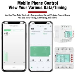 EARU Three Phase Tuya WiFi Smart Bidirectional Energy Power kWh Meter Over Under Voltage Protector Relay Switch Current Limit