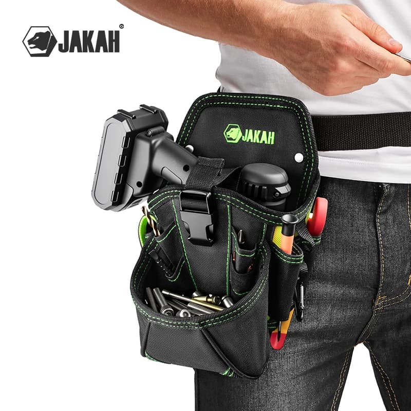 JAKAH Durable Large Compartment Electrician Tool Bag Waist Tool Belt Bag Drill Holster Electrician Pouch HL060