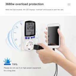AC 220V EU Plug Digital Energy Power Wattmeter Meter Socket Kwh Wattage Voltage Analyzer Electricity Outlet Power Analyzer