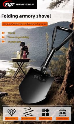 Foldable Engineer Shovel Multifunctional outdoor thickened camping shovel is easy to carry