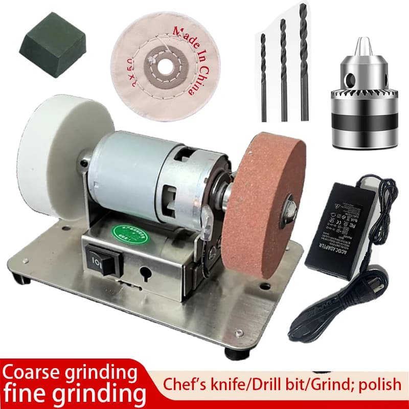 100W Double Grinder Machine Artifact Table Grinder Motor Micro Coarse and Fine Polishing Electric Grinding Wheel Grindig Stone