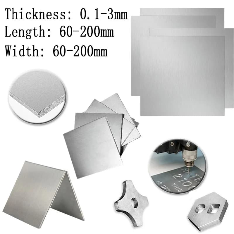 304Stainless Steel Plate 60x60mm 100x100mm 150x150mm 200x200mm 0.1-3mm Thickness Polished Brushed Flat Metal Sheet for Craft DIY