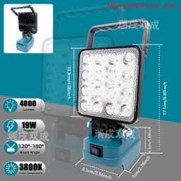 Power Tool Parts for Makita 18V Lithium Battery LED Work Lights Handheld Lamp Spotlights Flashlight Hand Lantern 2 USB Charger