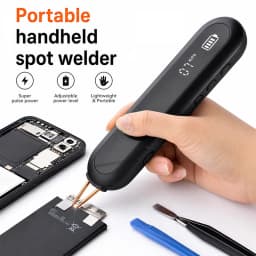 Handheld Spot Welder Kit with 18650 Battery, 12 Power Levels Adjustable, LED Lighting & Nickel Strips Included