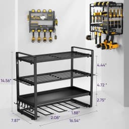 Power Tool Organizer Wall Mount Heavy Duty Metal Tool Shelf Cordless Drill Hanger Storage Rack Tool Holder for Workshop Pegboard