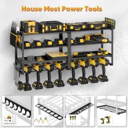 Power Tool Organizer Wall Mount Heavy Duty Metal Tool Shelf Cordless Drill Hanger Storage Rack Tool Holder for Workshop Pegboard