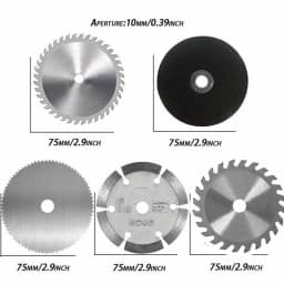 5Pcs 75x10mm (3Inch) Saw Blade Set TCT HSS Diamond Fiber Cutting Disc for Mini Angle Grinder, Wood Metal Tile Plastic Cutting Ci