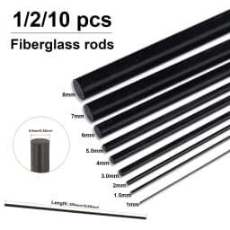 1-10PC Black Glass Fiber Bar Diameter 0.8mm/1mm/1.5mm/2mm/2.5mm/3.0mm-8mm Insulation Material Solids Fiberglass Rod Length 500mm