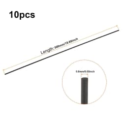 1-10PC Black Glass Fiber Bar Diameter 0.8mm/1mm/1.5mm/2mm/2.5mm/3.0mm-8mm Insulation Material Solids Fiberglass Rod Length 500mm
