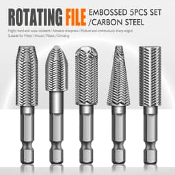 5pcs Hex Shank Rotary Steel File Set for Drilling, Grinding, Sanding & Engraving - Durable Carbon Steel, Dark Gray