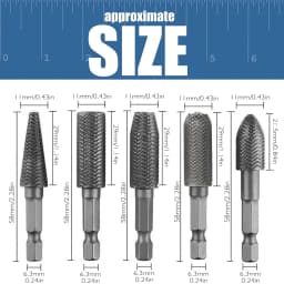 5pcs Hex Shank Rotary Steel File Set for Drilling, Grinding, Sanding & Engraving - Durable Carbon Steel, Dark Gray
