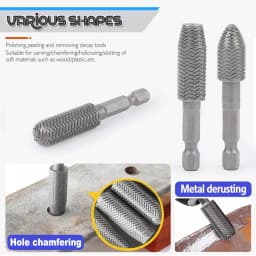 5pcs Hex Shank Rotary Steel File Set for Drilling, Grinding, Sanding & Engraving - Durable Carbon Steel, Dark Gray
