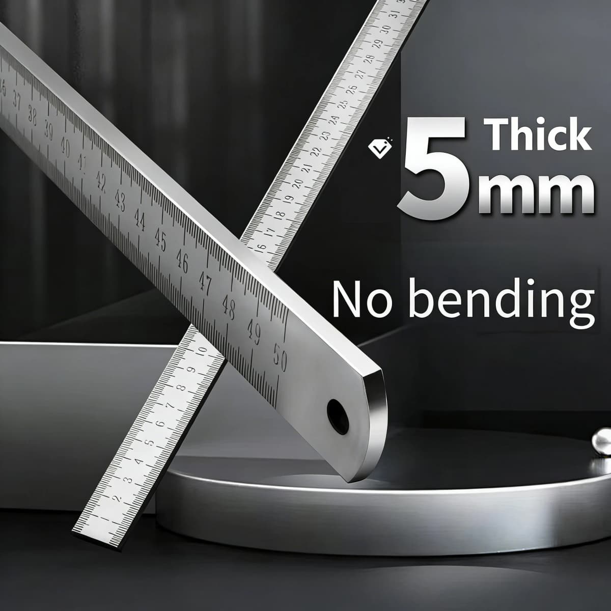 Dual-Purpose Stainless Steel Ruler -50cm / 20inch Professional Measuring Tool & Emergency Window-Breaking Lifesaver