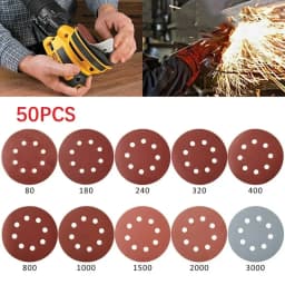 50 PCS Sanding Discs 125mm Round Shape Sandpaper 8 Hole Mixed Grit 80-3000 Hook And Loop Disk Sand Sheets Polishing Tools